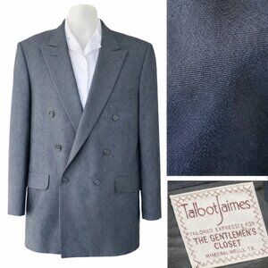 Vintage Talbot Jaimes Men’s Blazer USA Made Charcoal Blue Size 42R Double Breast